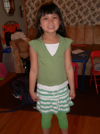 Kasen dressed in green for St. Patty's Day
